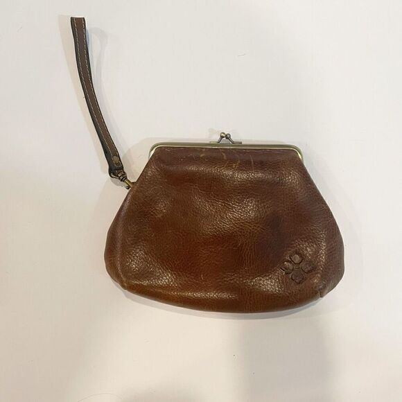 Patricia Nash Savena Brown Leather Kiss Lock Clutch Wristlet Wallet Bag - Picture 2 of 11
